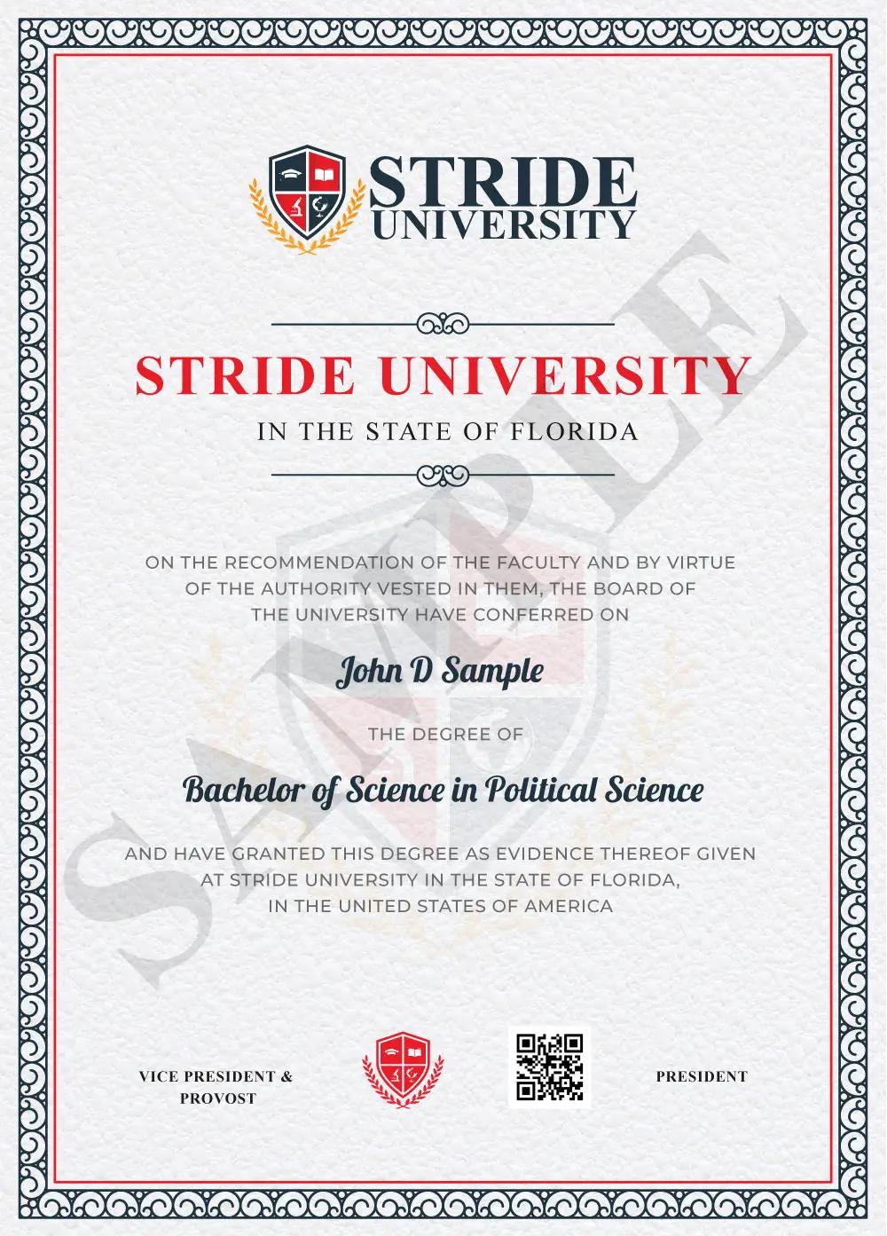 Bachelor of Science in Political Science Sample